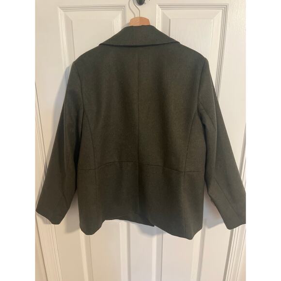 Talbots Double Breasted Wool Pea Coat Olive Green Size 14 - Picture 4 of 5
